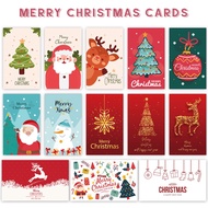 50 Pcs/Pack Cute Cartoon Merry Christmas Cards Santa Claus Christmas Deer Tree Pattern Happy New Year Greeting Card Xmas Gift Card