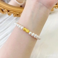 Natural au750 Gold Lucky Bracelet Bracelet Colorful Gold Pixiu Pixiu Freshwater Beads 18k Gold Trans