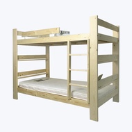 [特價]【KIKY】米露白松雙層床架3件組(雙層床+床墊X2)