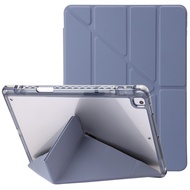 PU Leather Cover for iPad 9 10.2'' Transparent Shell Anti Drop Protective Case iPad 7th 8th generation 10.2'' Air 3 iPad Pro 10.5" Deformation Bracket Casing with Pencil Holder