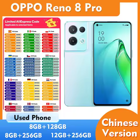 OPPO Reno8 Pro 5g Smartphone 256GB ROM Screen 6.62-Inches 50MP Camera Battery 4500mAh Android Used P