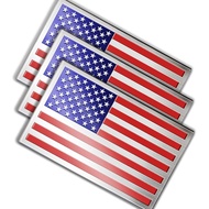 Embossed 3D Metal American Flag Emblem Decal Stickers (3 Pack) Brushed Finish, 5 x 3 inch Patriotic 