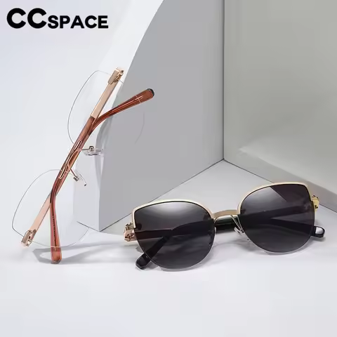 CCspace Magnetic Clip On Rimless Eyeglass Frame Polarization Sunglasses UV400 Blue Light Blocking Wo
