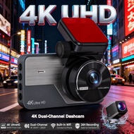 【4K+2K+GPS+24H】3inch Screen 4K WIFI Dual-Channel Dashcam Recorder 4K Front+2K Rear | GPS | WiFi App 