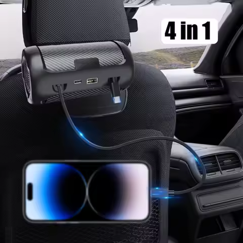 Multifunctional Rear Seat Car Mobile Phone Charger 4 in 1 Fast Retractable Rope Car Charger for Note