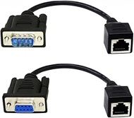 DB9 RS232 to RJ45 Extender Adapter, 9-Pin Serial Port Female & Male to RJ45 CAT5 CAT6 Ethernet LAN E