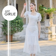 Kimmy Dress295฿ เดรสลูกไม้ยาว เดรสใส่ทำบุญ ชุดงานบวช ชุดราคาถูก มีไซส์S M L