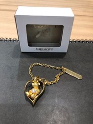 MIKIMOTO Bear Key Chain Pearl Gold氣質金色愛心泰迪熊小熊珍珠背後蝴蝶結手鍊鑰匙圈吊飾