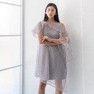Rhei Collection - Athens Dress Greyish Blue | Brocade Party Dress, Graduation Wedding Dress, Pregnan