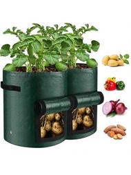 1入組馬鈴薯種植袋,帶蓋和手柄的10加侖種植袋,可用作種植馬鈴薯,番茄和蔬菜等植物的容器。花盆。