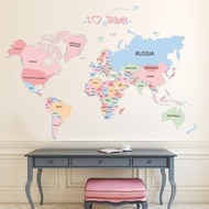 ADHESIVE World Map Sticker Children Fun Learning World Map Wallpaper Kids Wall Decoration Peta Dunia