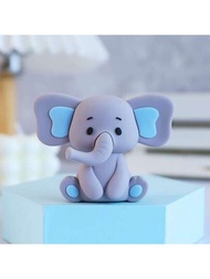 1入組嬰兒大象蛋糕裝飾小氣球大象玩偶小雕像適用於孩子們生日蛋糕裝飾