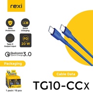 TG10-CCX ️ Rexi Type C to Type C Data Cable Support Fast Charging QC3.0 - 1 PCS
