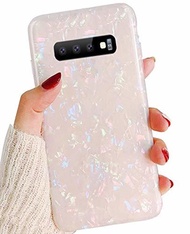 ▶$1 Shop Coupon◀  Jwest Galaxy S10 Plus Case, Luxury Sparkle Translucent Clear Shiny Pearly-Lustre P