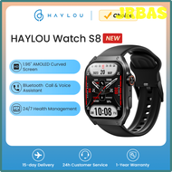 JRBAS HAYLOU นาฬิกา S8สมาร์ทวอท์ช1.96 Amoled หน้าจอแบบโค้งสมาร์ทวอตช์บลูทูธโทร AI Vioce นาฬิกาอัจฉริ