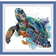 Joy Sunday Stamped Cross Stitch Ktis DMC Threads Chinese Cross Stitch Set DIY Needlework Embroidery Kit-Turtles