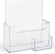 BELLE VOUS A5 Plastic Brochure Holder with Business Card Box - Counter & Table Stand A5 - A5 Leaflet