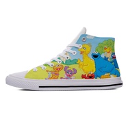 Street Elmo Cartoon Sesame Anime Cookie Monster Casual Cloth Shoes High Top Lightweight Breathable 3D Printed Men women Sneakers