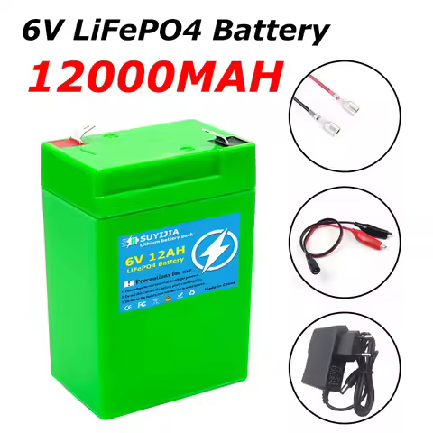 6V 12000mAh LiFePO4 Battery With BMS Rechargeable Lithium Iron Phosphate Battery for Emergency Light