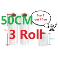 Pe stretch film shrink wrap 50cm×2roll+10Cm×1roll Industrial Grade Plastic Furniture packaging protective {SG Store}