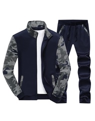 Men's Sweatsuit Tracksuit 2 Piece Outfit Long Sleeve Jogging Running Athletic Sports Suit Set