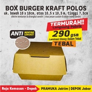 PLAIN KRAFT LAMINATED BURGER BOX 10x10x7.5cm Food Container