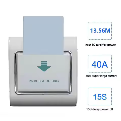 RFID Hotel Energy Saving Switch High Frequency 13.56M IC Card 80-240V Wide Voltage 40A 15s Power Off