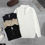 GAO studio men's long-sleeved Polo shirt knitted with soft, high-quality cotton wool G009