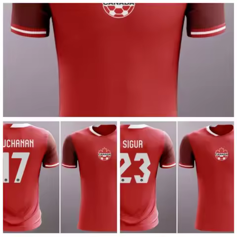 A Gift for Football Enthusiasts: 3D Printed Canadian Pattern-style Jersey T-shirt Short-sleeved Suit