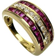 Size 12, 1.28ct Ruby, 0.23ct Diamond Ring, 18K Gold, 5.9g, Women's