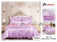 Berkualiti tinggi Set Comforter 7-dalam-1/KING QUEEN/ Cadar Ropol/Set Cadar Pengantin SELIMUT LEMBUT