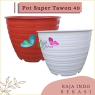 Murah Ori Pot Tawon 40 Cm Putih Pot Plastik Bunga Tanaman Jumbo Besar