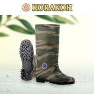 [Gowalk]KORAKOH R 7000 Multi-Purpose Khaki Series Unisex High-Cut PVC Rain Boots With Lining / Water