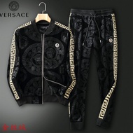 men's GRECA velvet tracksuit with bomber jacket & sport sets M-4XL H031