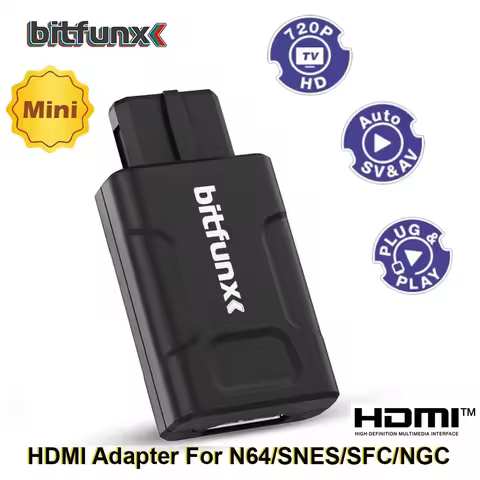Bitfunx 720P 1080P HDTV Adapter For N64/SNES/SFC/NGC Console 4:3/16:9 Aspect Ratio Switching SV&Comp