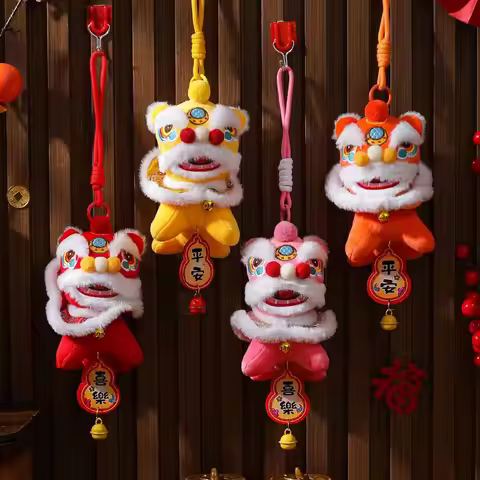 Cartoon Lion Dance Keychain Fortune Character Awakened Lion Lion Dance Pendant Year of Horse Chinese