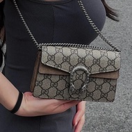 全網最低價🥰Gucci卡其色老花酒神mini翻蓋包斜挎單肩包