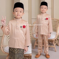Baju Melayu Budak Lelaki / Kanak Kanak / Bayi Baby warna Nude Champagne Nude Brown Coklat Muda (umur