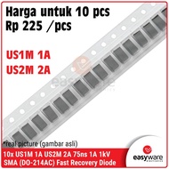 10x US1M US2M 75ns 1A 2A 1kV SMA DO-214AC Fast Recovery Diode US1M US2M SMD SMT