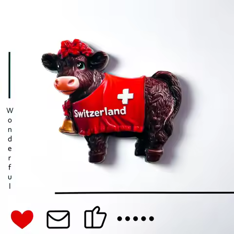 Switzerland, Alps, Iconic, Bell Cow, Tourist Souvenir, Simmental Cattle, Featured Commemorative