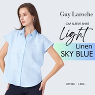Guy Laroche เสื้อเชิ๊ตผู้หญิง ไลท์ ลินิน แขนล้ำ สีฟ้าอ่อน (G9T3BU)