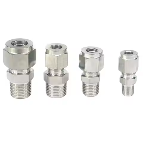 1/8"-3/4" BSPT NPT M6-16 Male Fit Tube O.D 3-18mm 304 Stainless Steel Ferrule Air Compression Pipe F