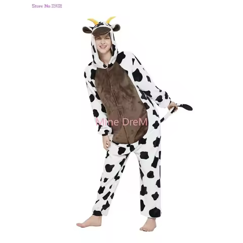 Cow Winter Kiguruimi Anime Oneises Pajamas Cow Kigurumi Cosplay Onesie CustomeAnimal Pajamas Sets An