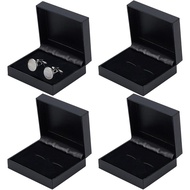 PH PandaHall 4PCS PU Leather Small Cufflink Gift Box, Stylish Cufflink Jewelry Gift Box Rectangle Bl