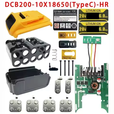 DCB200 Li-ion Battery Case Protection Circuit Board PCB For DeWalt 20V Lithium Battery Type C Charge