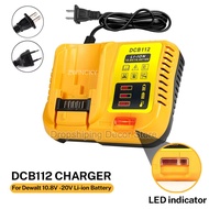 Replacement DCB112 Battery Charger for Dewalt 10.8V 12V 14.4V 18V 20V Lithium Battery (No battery)