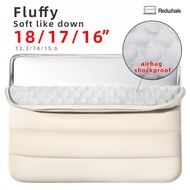 Down Fluffy Laptop Sleeve Airbag Shockproof 18 17 16 15 14  13.3 inch Waterproof Women Man