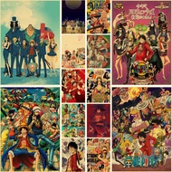 Anime One Piece Posters Retro Kraft Paper Comic Children Room Wall Decoration Cartoon Pirate Paintings Stickers