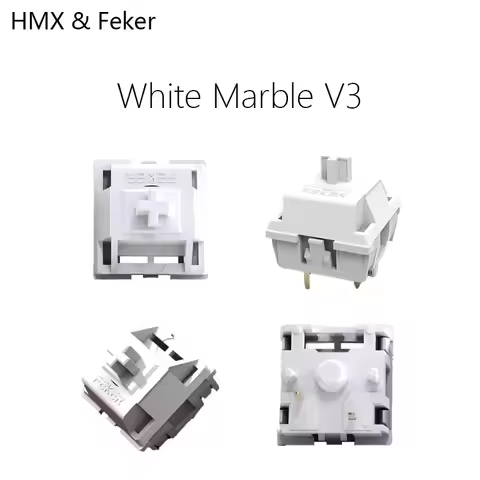 HMX Feker White Marble V3 Hot swap mechanical keyboard accessories Switch 5 Pin HIFI Linear Factory 