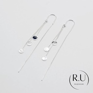 R. Universe Sterling Silver Triple Disc Threader Earrings, 925 Tassel Minimalist Dainty Geometric Su